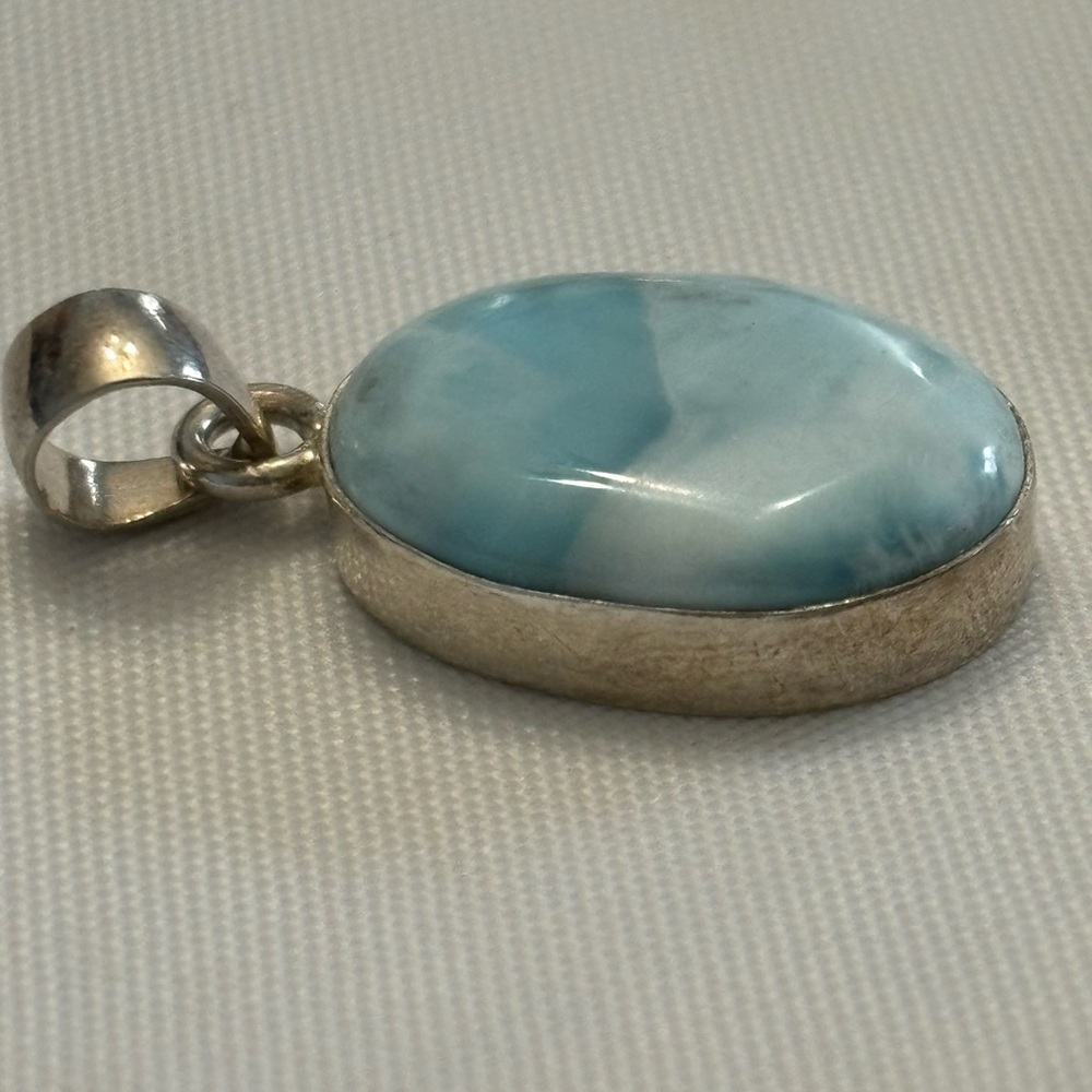 NEW Larimar Crystal Pendant Sterling Silver w/ Sterling Silver Plated Chain ~20” - Picture 7 of 7